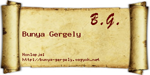 Bunya Gergely névjegykártya